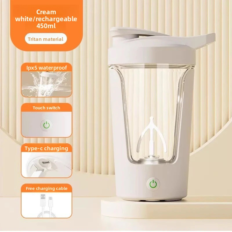 Botella Mezcladora Eléctrica Portátil de 450 ml, Mezcladora Automática, Vaso Mezclador Multiusos para Jugos, para Fitness y Trabajo